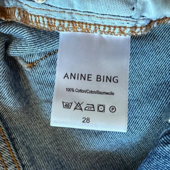 Anine Bing Gavin Raw Hem Cut Off Denim Shorts Size 28 Medium Wash Blue - Picture 8 of 13